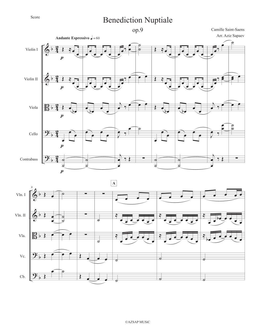 Bénédiction Nuptiale, Op. 9 score preview, page 1