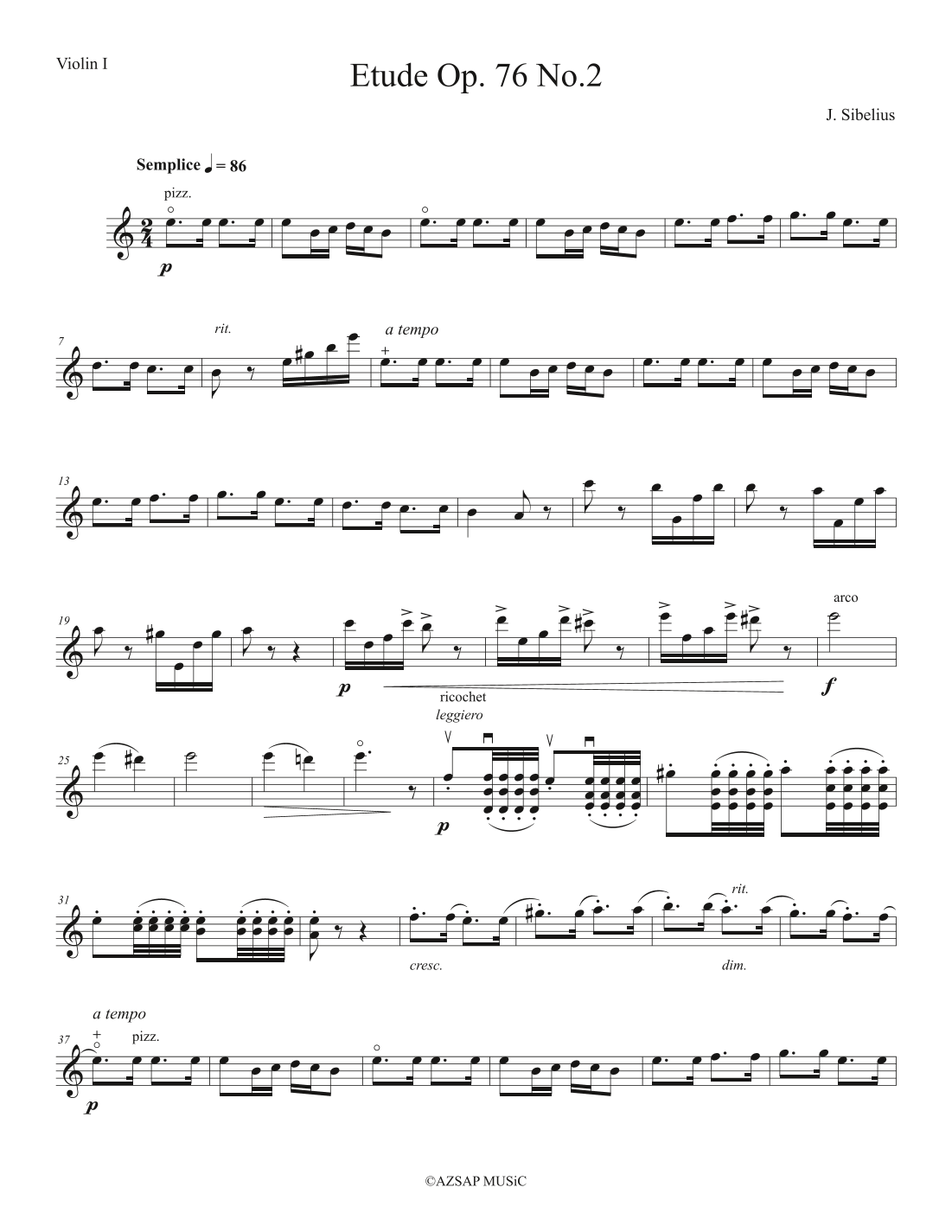 Etude op. 76 No. 2 score preview, page 1