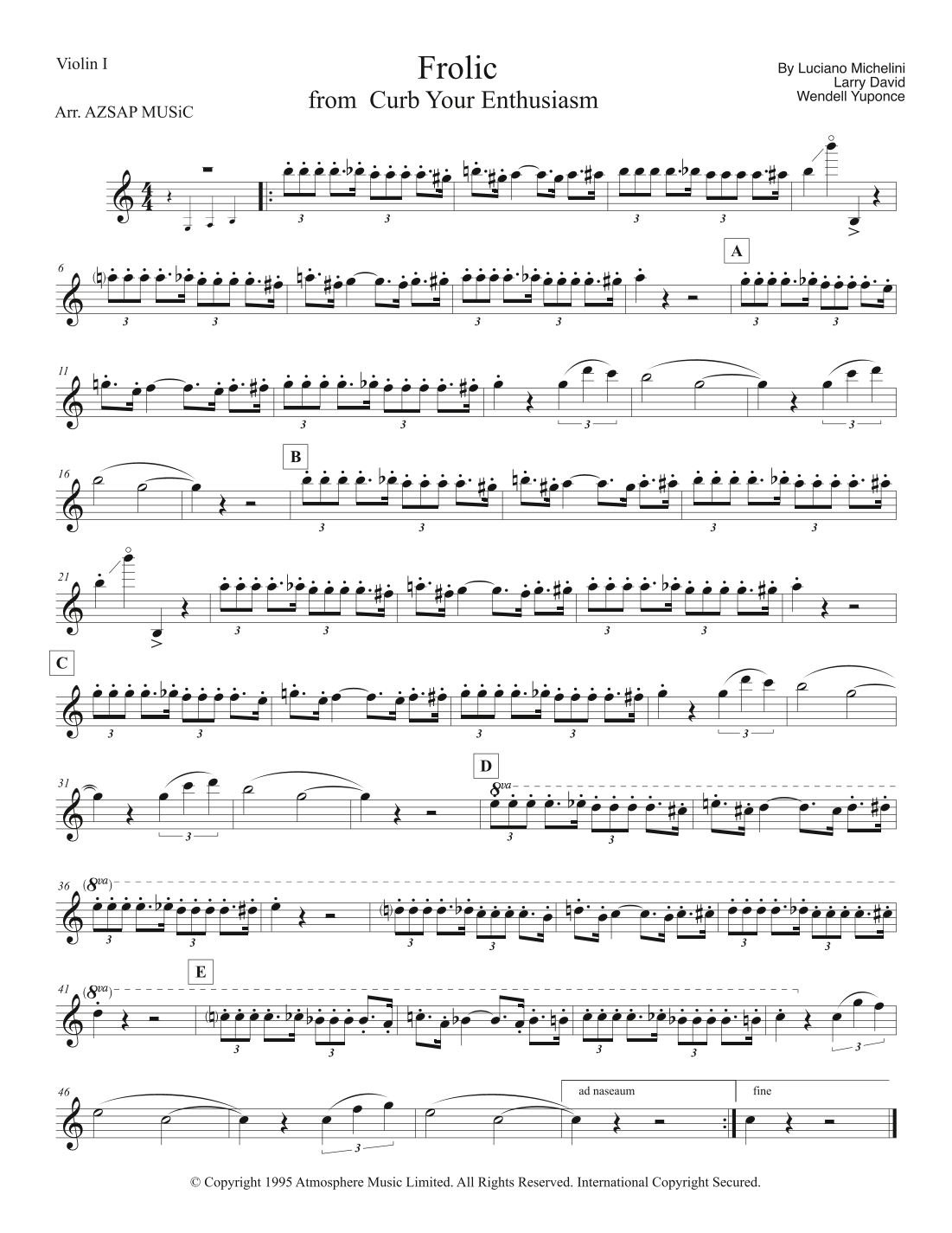Frolic (theme From Curb Your Enthusiasm) score preview, page 1