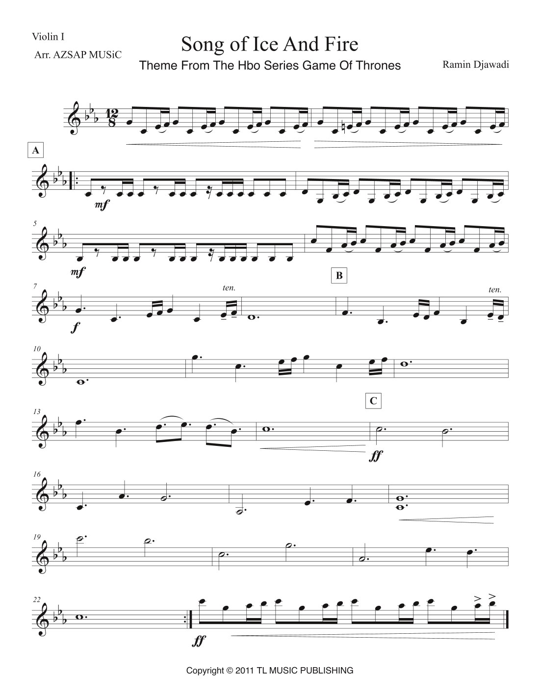 Game Of Thrones score preview, page 1