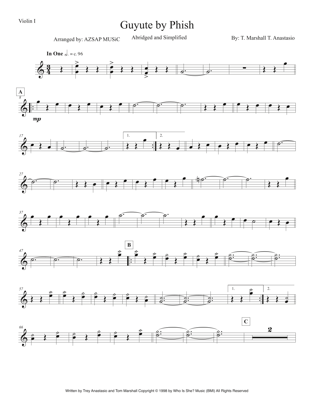 Guyute score preview, page 1