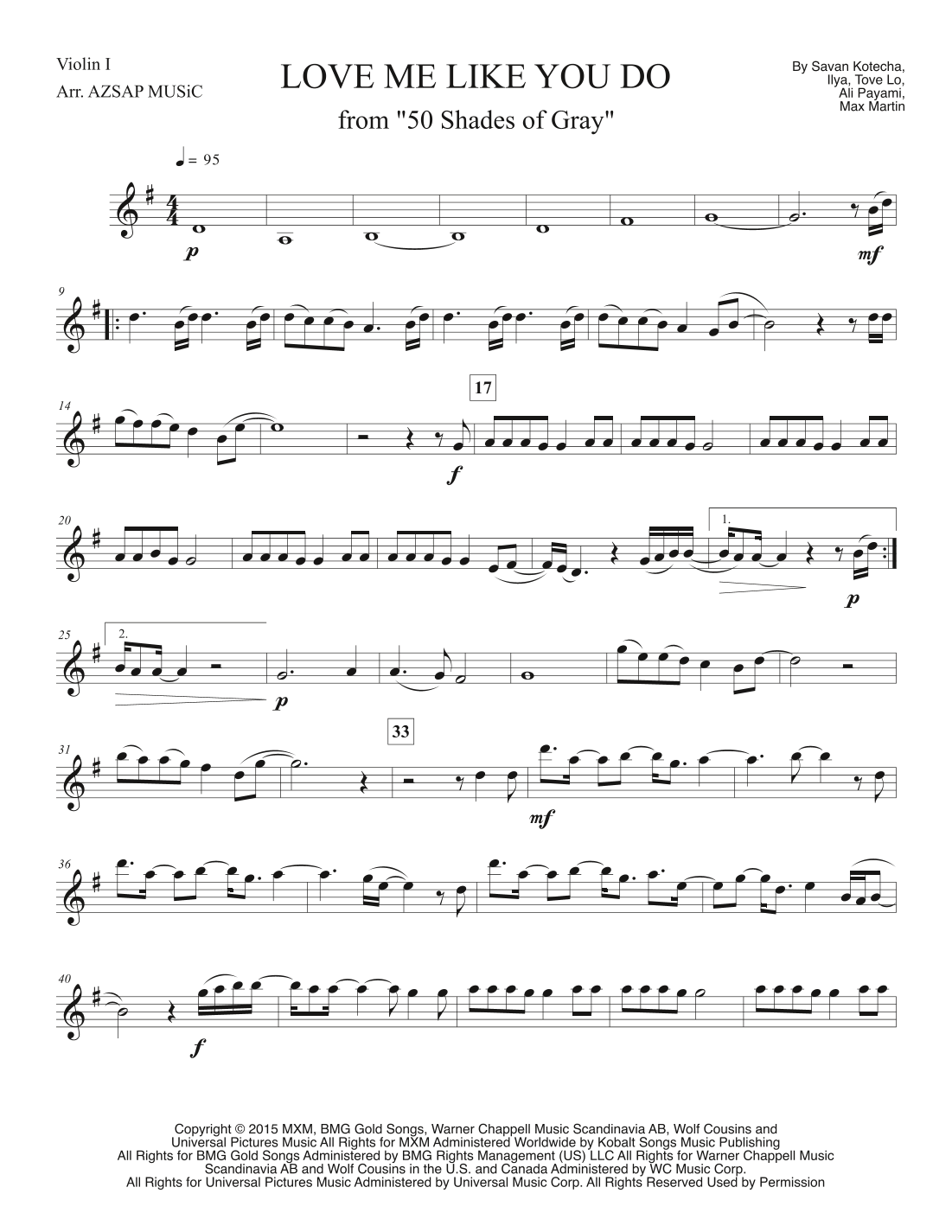 Love Me Like You Do score preview, page 1