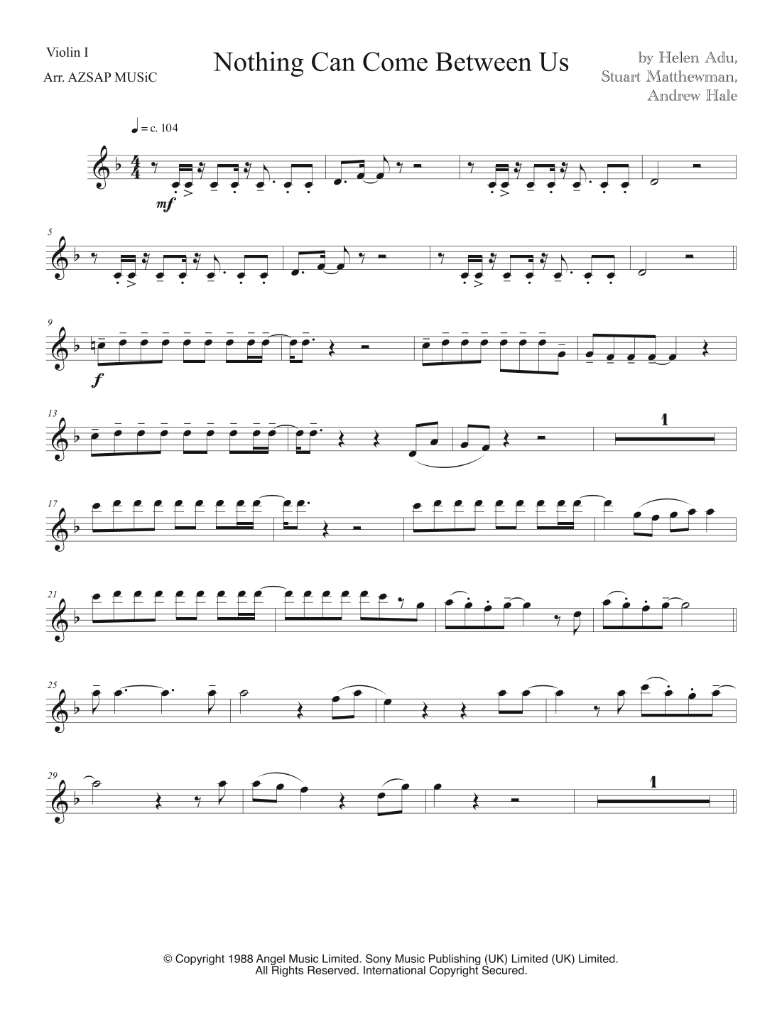 Nothing Can Come Between Us score preview, page 1