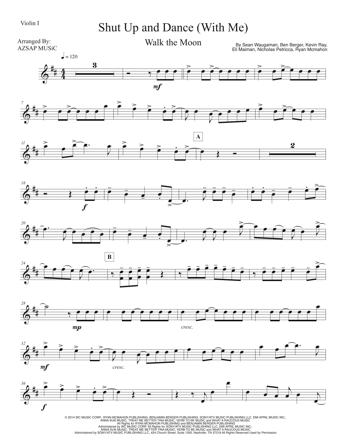 Shut Up And Dance score preview, page 1