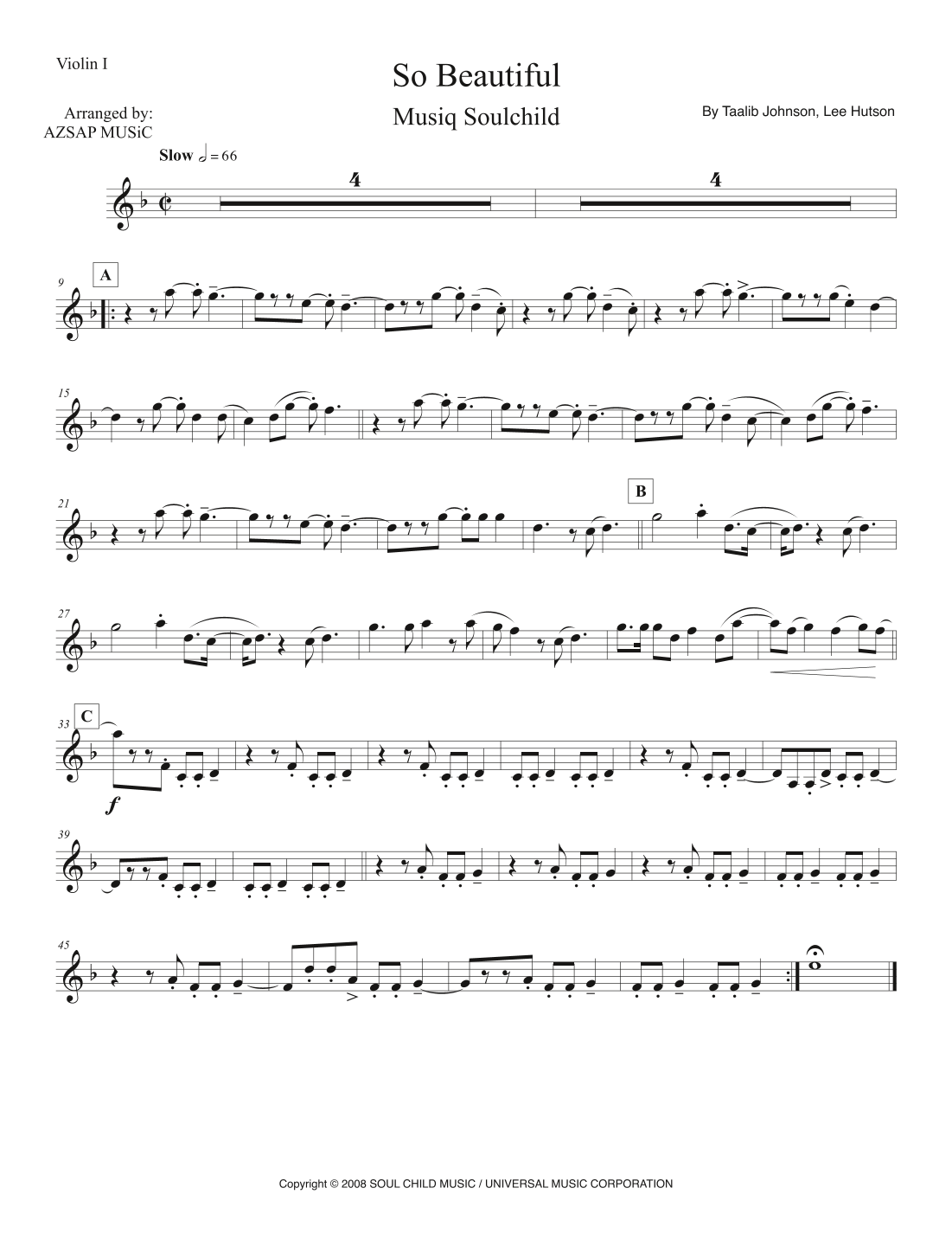 So Beautiful score preview, page 1
