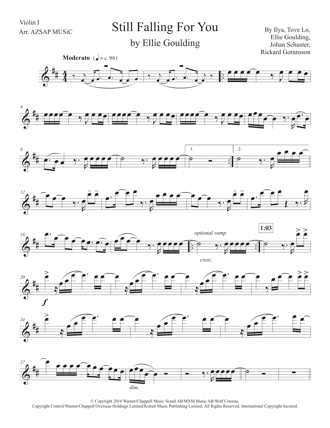 Still Falling For You score preview, page 1