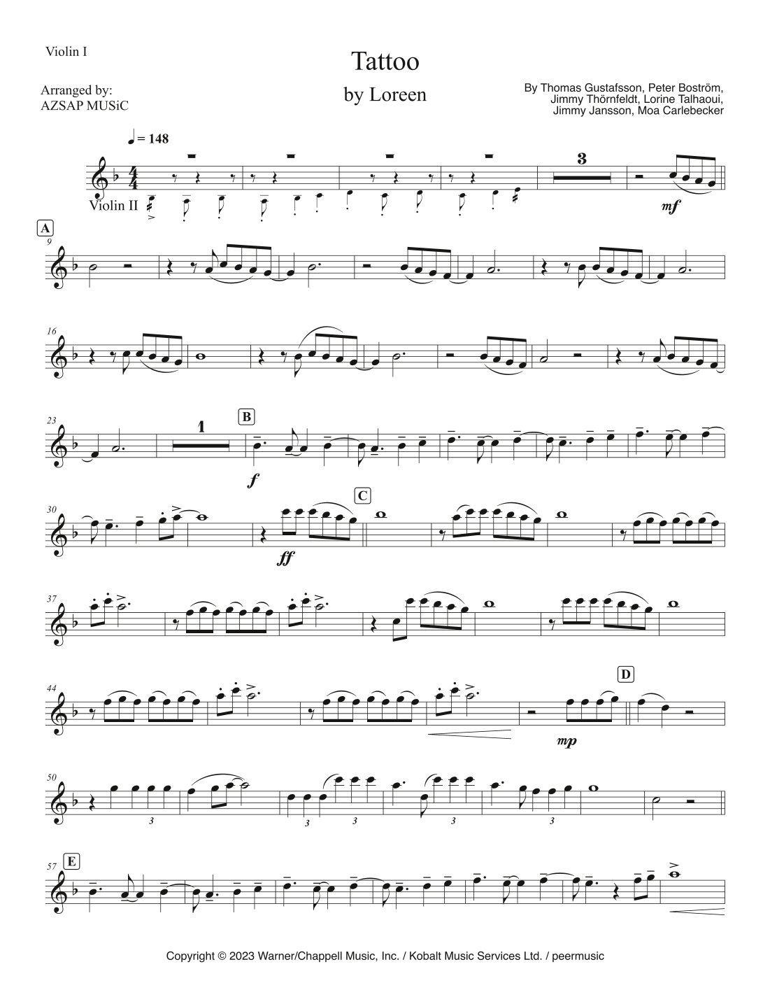 Tattoo score preview, page 1