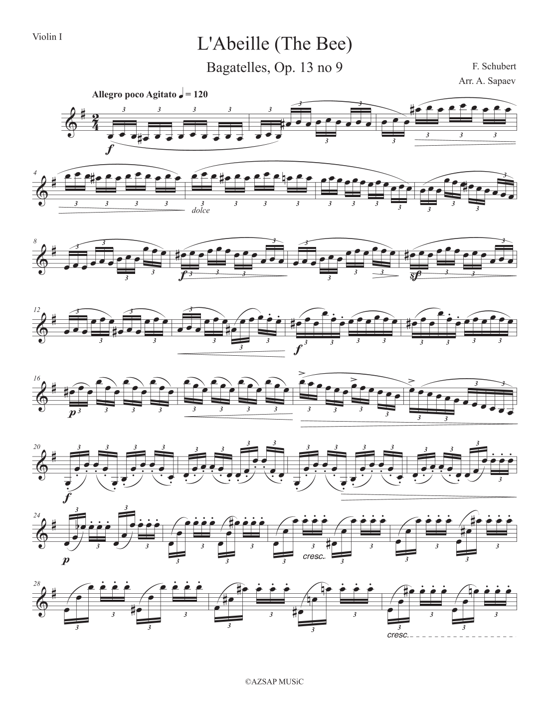 The Bee (L'Abeille) score preview, page 1