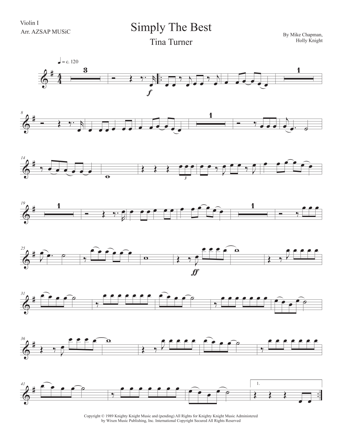 The Best (Simply The Best) score preview, page 1