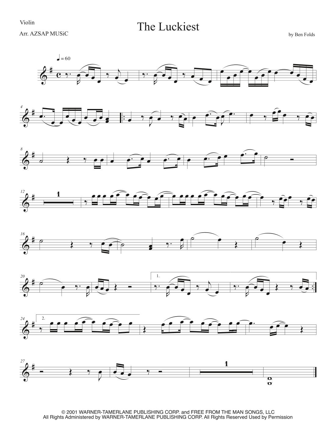 The Luckiest score preview, page 1