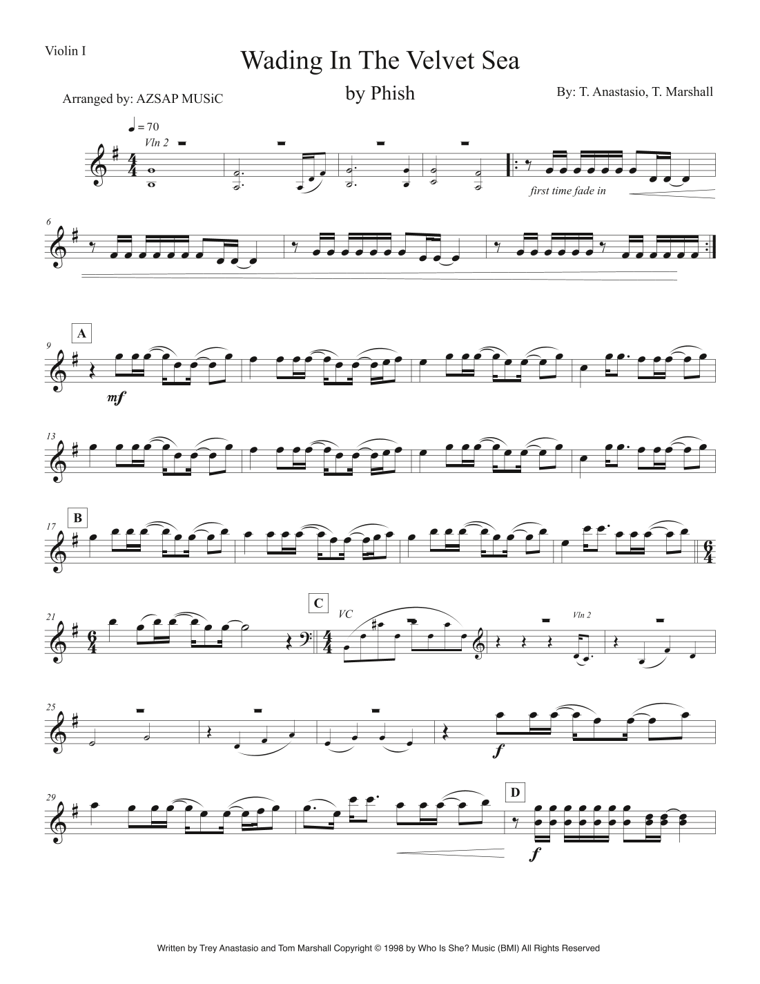 Wading In The Velvet Sea score preview, page 1