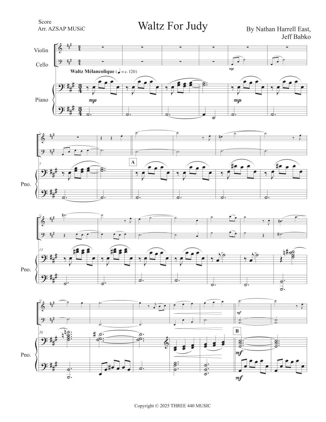 Waltz For Judy score preview, page 1