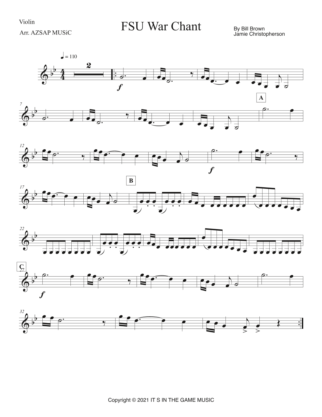 War Chant score preview, page 1